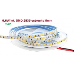 Tira LED 5mts Flexible 24V 48W estrecha 5mm 600 Led SMD 2835 IP20 Serie Profesional
